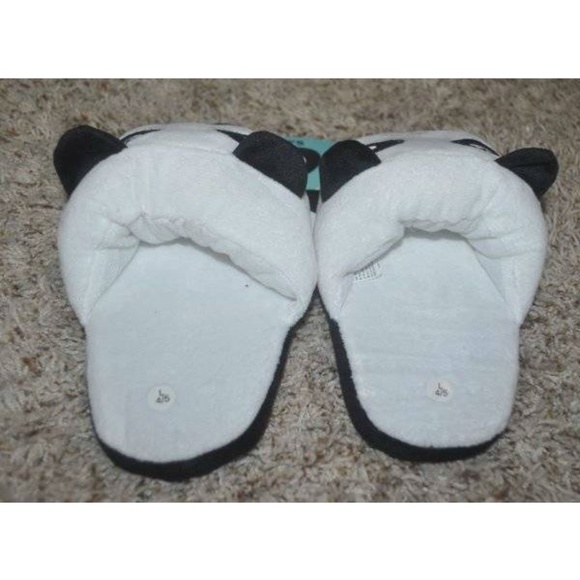 Slippers Slide Plush White Panda Scuff Cushioned Non Slip Cushioned Adult Kids - Picture 3 of 4